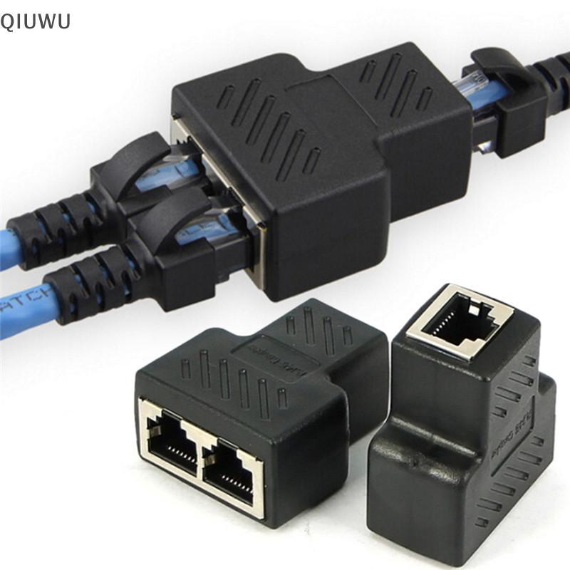 QIUWU 1 Đến 2 Cách Cáp Mạng LAN Ethernet RJ45 Bộ Chuyển Đổi Đầu Nối Bộ Chia Nữ.