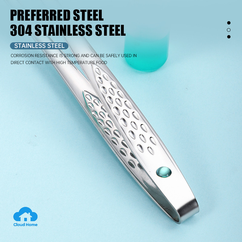🌤️COD🌤️Kẹp gắp thức ăn inox 304 mẫu mới cán dài Tay cầm dài Kẹp thịt nướng đường chống trượt Bít tết 19/24/28CM