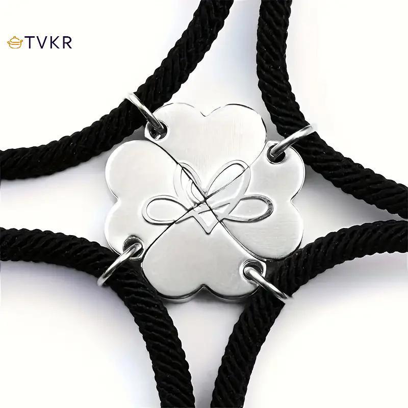 TVKR Bốn Lá Cỏ Ba Lá Từ Tính Tốt Nhất Tình Bạn Vòng Tay Cho 4 Chiếc Nam Châm Trái Tim Người Bạn Thân Nhất Mãi Tốt Lu Vòng Tay Quà Tặng OIK