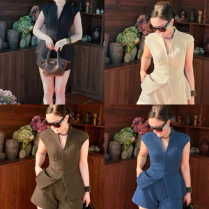 SET ĐỒ BỘ THIẾT KẾ NÚT BỌC ĐẸP FORM ÔM PHONG CÁCH SANG TRỌNG, TINH TẾ ( CÓ BIGSIZE) HIYU 66 STORE