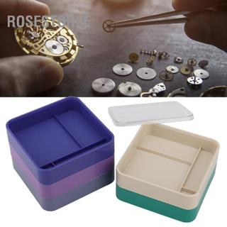 rosestoree Hộp lưu trữ 5 lớp cho bộ phận đồng hồ, dụng cụ sửa chữa chuyển động, thành phần trục vít (Tròn)