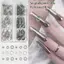HFSHY 6 Lưới Mix Punk Xuyên Perforable Vòng Tròn Tròn Trắng K Bla Hợp Kim Móng Tay Kim Cương Giả Trang Trí Làm Móng Tay Quyến Rũ VN
