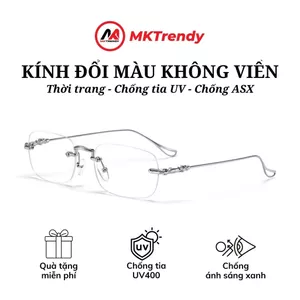 Kính không viền đổi màu MKTRENDY gọng kim loại chống ánh sáng xanh chống tia UV thời trang tổng tài X13