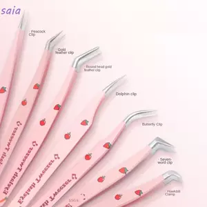 Nhíp nối mi SAIA, Nhíp lông mi giả bằng thép không gỉ chống tĩnh điện, Dải cong Pincet 7 loại dụng cụ trang điểm