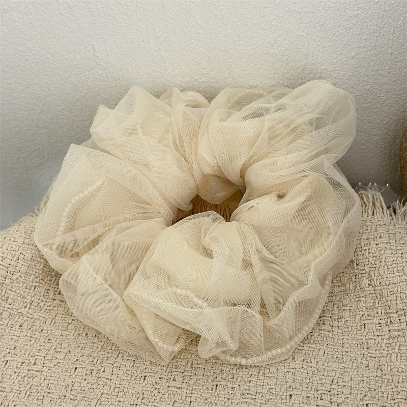 Hululu / Ngọc Trai Màu Khỏa Thân Sang Trọng Trong Suốt Sợi Scrunchy Dây Buộc Tóc Thời Trang Cao Cấp Dây Buộc Tóc Đuôi Ngựa Dây Buộc Đầu Hoa