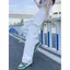 Quần jean trắng mùa hè Phong cách mới mỏng rách eo cao dáng rộng dáng rộng dáng rộng trông nhỏ thẳng Drape Quần lau sàn