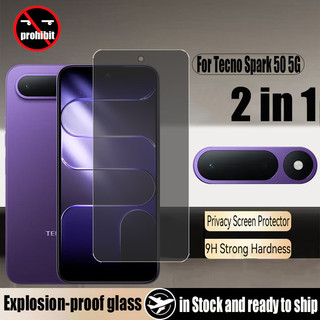 Tecno Spark 50 5G Kính cường lực chống gián điệp 2 trong 1 Bảo vệ màn hình riêng tư cho Tecno Spark 2024 Go 1 1S 2 40 30 30C 20 20C 4G 5G & Phim ống kính máy ảnh