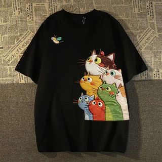 Mèo Dễ Thương Họa Hình - Áo Thun Tay Ngắn Thời Trang Trendy
