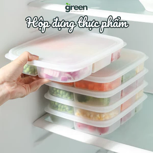 Hộp Đựng Thực Phẩm Chia Ngăn Tủ Lạnh, Khay Lưu Trữ Đồ Sơ Chế Có Nắp Chống Mùi, Xếp Gọn Tiện Lợi