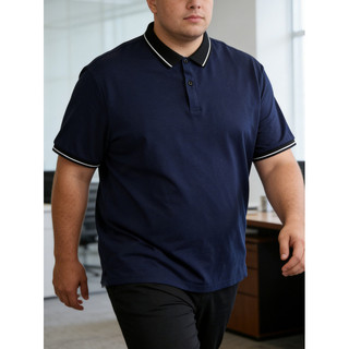 Plus Size Nam Đứng Cổ Chắp Vá Kinh Doanh Quá Khổ Áo Polo Màu Trơn