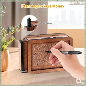 Hộp đựng tiền bằng gỗ có thiết kế kho tiền mặt, ngân hàng heo đất bằng gỗ, hộp tiết kiệm tiền bằng gỗ, hộp đựng tiền có tiền C