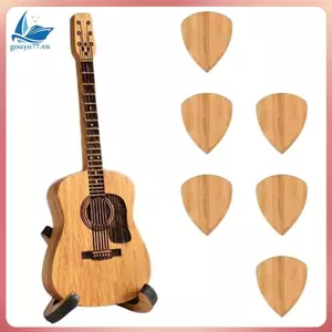Hộp Chọn Đàn Guitar Bằng Gỗ Có Chân Đế - 6 Chiếc Phím Đàn Guitar, Hộp Bảo Quản Mini Cho Đàn Guitar, Khắc Nhạc Sĩ