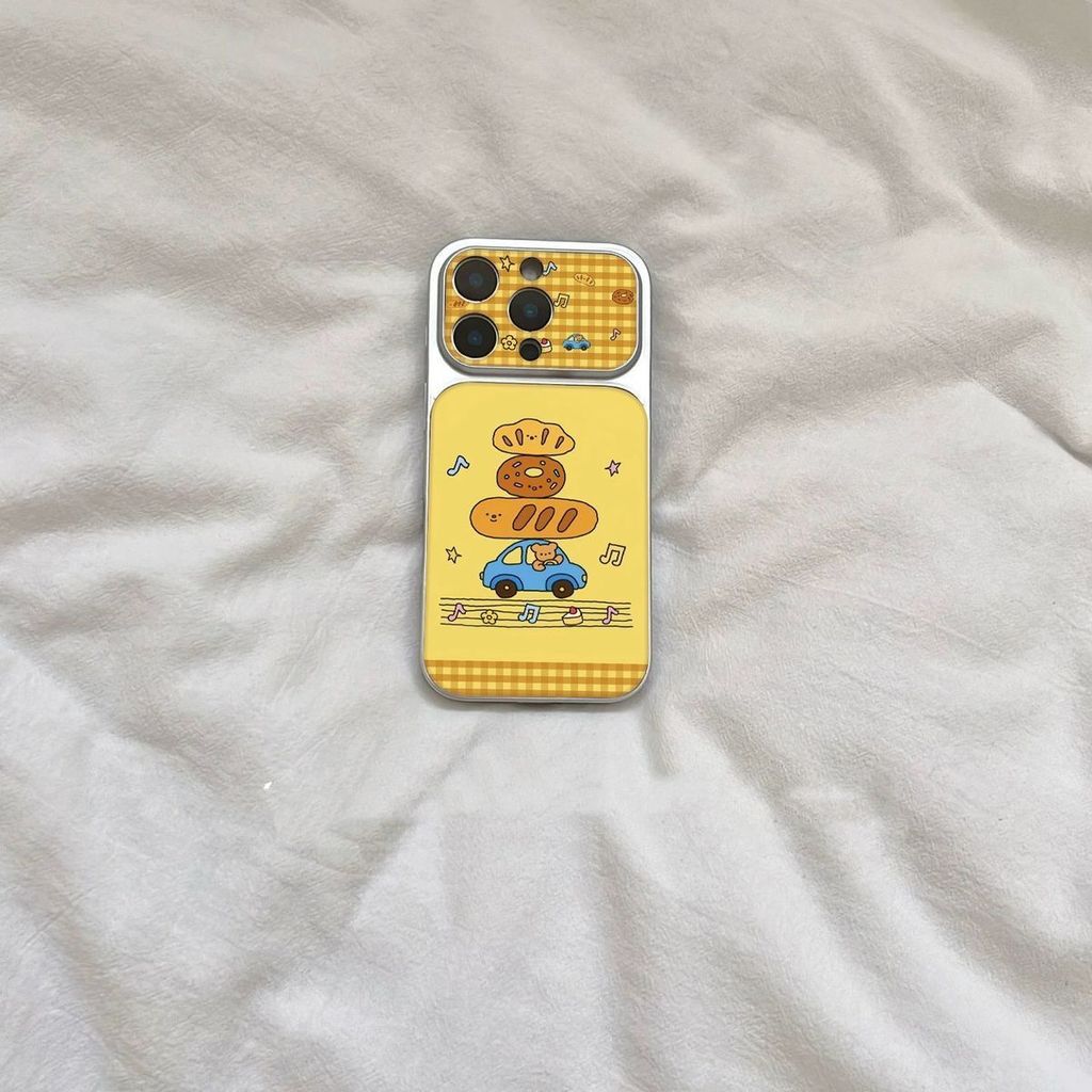 Vỏ iPhone gấu bánh mì thiết kế trọn gói cửa sổ lớn tương thích 17, 16 Pro Max, 15