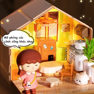 DIY Mini 3D Ngôi Nhà Mô Hình LED Đèn Bụi Lắp Ráp Đồ Chơi Giáo Dục Quà Tặng Trẻ Em Người Lớn Trang Trí Nhà