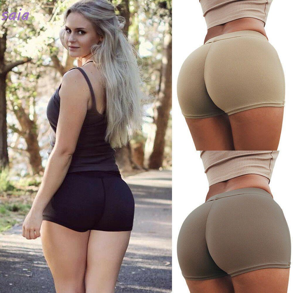 SAIA Yoga Ngắn Nữ Tập Gym Quần Chạy Bộ Gợi Cảm Màu Trơn Cotton Chạy Bộ Quần Short