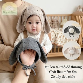 Bé Đan Tai Thỏ Mũ Cotton Mềm Mại Trẻ Sơ Sinh Mũ Chin Dây Đeo Ấm Áp Dễ Thương Bé Gái Bé Trai