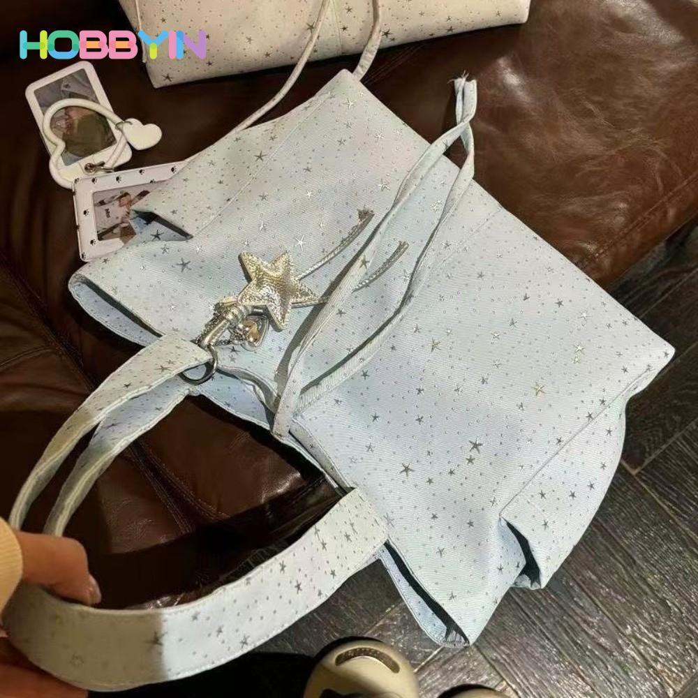 Túi xách đeo vai HOBBYIN, Túi Tote phong cách Hàn Quốc hình ngôi sao, Chất liệu vải dung tích lớn Túi đeo nách