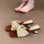 Phiên Bản Da Cừu ~ Retro Dệt Nêm Gót Giày Sandal La Mã Thiết Kế Nữ Phong Cách Ngày Lễ Mũi Vuông Giày Sandal Đi Biển Dép NGDE