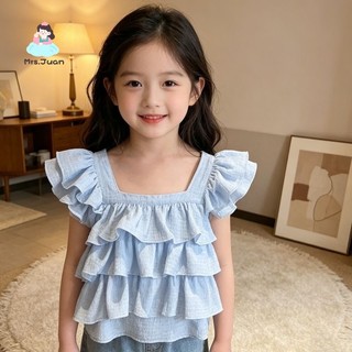 Áo bé gái kiểu Hàn dáng ôm bèo tầng nữ tính - áo mùa hè dễ phối đồ phong cách thanh lịch