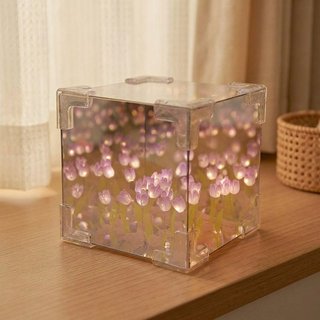 Acrylic Tulip LED Đèn Ngủ Khối Lập Phương Đèn Phát Sáng Mềm Trang Trí Phòng Ngủ Quà Tặng Nhà Giọng