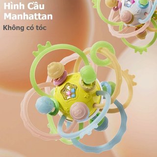 Manhattan Ball Bé Miếng Dán Silicone Lục Lạc Mềm Tay Cầm Đồ Chơi Cảm Giác Nhai Đồ Chơi Trẻ Sơ Sinh Cũi Xe Đẩy