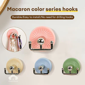 🌤️COD🌤️Móc Dán Tường Chắc Chắn Không Cần Đục Lỗ Móc Màu Macaron Nhà Bếp Phòng Tắm Có Thể Xoay Lưu Trữ