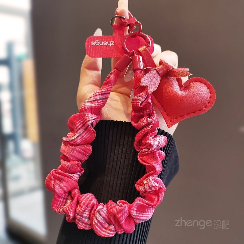 Điện Thoại Di Động Dây Cổ Tay Phong Cách Ngắn Xếp Ly Vải Scrunchy Vòng Tay Nữ Niche Siêu Đẹp Túi Mặt Dây Chuyền Trang Sức