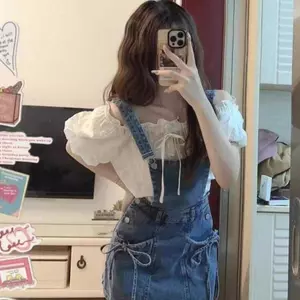 Quần short Denim nơ giảm tuổi mùa hè