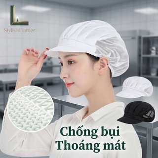 Mũ lưới bông polyester thoáng khí, dùng cho bếp và nhà máy