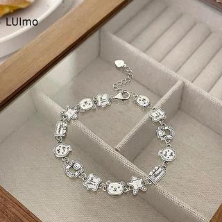 LUImo Bạc Trái Tim Vòng Tay Bé Gái Lấp Lánh Zircon Dây Xích Tinh Tế Ngọt Ngào Trang Sức Cho Ngày Lễ Kỷ Niệm Phụ Kiện SBS