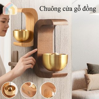Chuông cửa gỗ Đồng thau Chuông gió Tủ lạnh Nam châm Vintage Trang trí nội thất Quà tặng Phong cách Nhật Bản