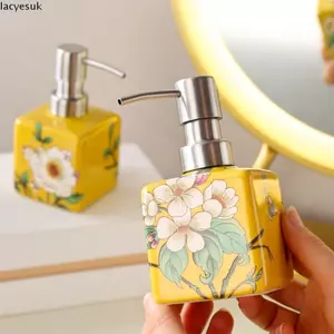 Hộp đựng xà phòng cầm tay LACYESUK, Chai xà phòng sứ sứ hoa phong cách Trung Quốc, Dễ dàng làm sạch Hộp đựng dầu gội có thể tháo rời cổ điển tại nhà