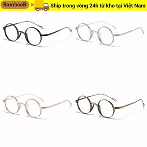 Khung Kính Mắt BAMBOOB, Khung Kính Titan Nguyên Chất Retro, Thiết Kế Đơn Giản Hình Bầu Dục Trang Trí Mắt Cổ Điển