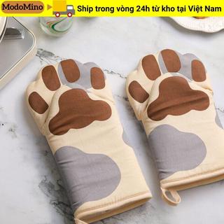 Găng tay lò nướng MODOMINO Cat Paws, Găng tay lò nướng bánh màu xám bảo vệ nhiệt, Găng tay cách nhiệt lò vi sóng bằng vải Cotton chống bỏng