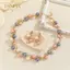 PNPIA- Tinh Tế Ngọc Trai Thanh Lịch Nelace Lá Kim Cương Giả Nhiều Màu Sắc Ngọc Trai Nelace Nữ Trang Sức Kim Loại Nelace Bông Tai Bộ Dự Tiệc