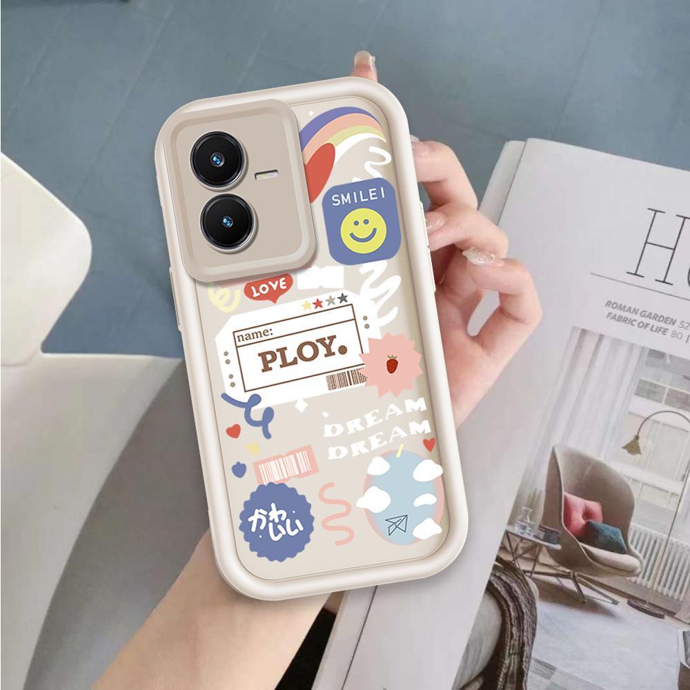 Ốp Lưng Cho VIVO Y22 4G Y22S 4G Hoạt Hình Silicon Điện Thoại Thông Minh Mềm Ốp Lưng TPU Nhãn Nụ Cười Hoa Thiên Thần Mắt Chống Sốc Ốp Lưng
