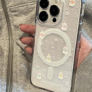 Ốp điện thoại trong suốt có nam châm hình bánh mèo dễ thương cho iPhone 15 16 17 11 12 13 14 Pro Max XR Xs Max 8 7 Plus