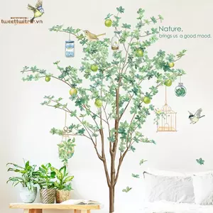 TRTR Hoạt Hình Thực Vật Nhiệt Đới Stier Nhà Trang Trí Phòng Khách Vinyl Treo Tường Stier Cây Trái Cây Cam Trái Cây DIY Trẻ Em Cửa Bức Tranh Tường Giấy Dán Tường VN