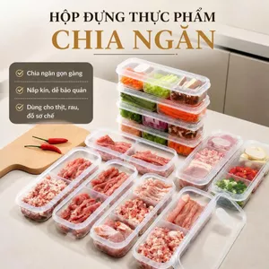 Hộp đựng thực phẩm chia ngăn nắp kín tiện lợi dễ vệ sinh gọn gàng tủ lạnh