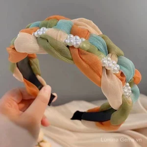 Răng Chống Trơn Trượt Ánh Sáng Sang Trọng Nữ Mùa Hè Hàn Quốc Influencer Retro Xoắn Bím Rộng Viền Ép Đầu