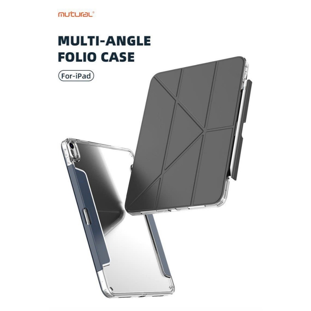 [Chính Hãng] Bao Da Mutural Folio Gập Chữ Y Cho iPad Pro/Air/Gen - Chống Sốc, Lưng Trong Suốt, Có Khe Để Bút