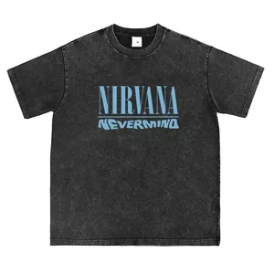 Bán chạy Phong cách lãng phí Nirvana Ban nhạc Washed Street Retro American Rock Loose Áo thun ngắn tay hợp thời trang