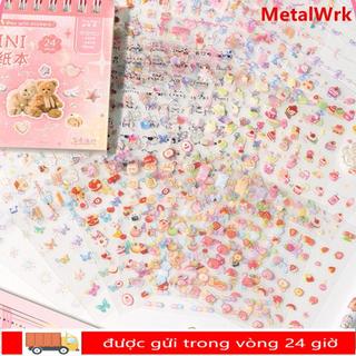 METALWRK 24 Miếng Dán Móng Tay, Nhãn Dán Cốc Không Phản Hồi Đa Năng, Nhãn Dán Hoạt Hình Tự Dính DIY Để Trang Trí Móng Tay Nghệ Thuật