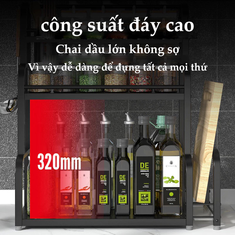 Kệ Để Gia Vị Nhà Bếp 2 Tầng 3 Tầng Thép Sơn Tĩnh Điện, Kệ Đựng Dao Thớt Chai Lọ Dầu Ăn Đa Năng
