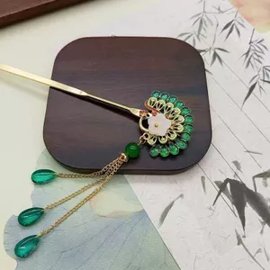 WHX-16cm Hoa Con Công Kẹp Tóc Nữ Cổ Kẹp Tóc Hiện Vật Mới Kẹp Tóc Trung Quốc Mũ Đội Đầu