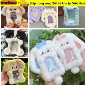 SNUGHOUSE Photocard, Hộp đựng thẻ ảnh thỏ / chó / mèo đa chức năng, Phim hoạt hình sang trọng Thỏ tai to / Thẻ Collie viền học sinh