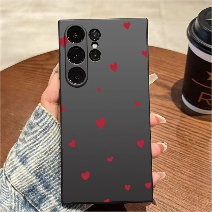 Ốp điện thoại hình trái tim tình yêu màu đỏ đơn giản màu đỏ đen cho Realme 9i 6i 5i 5 5s GT Neo 5 3 2 3T Master Edition Q3 Pro CarnivalShockproof Soft TPU Phone Back Cover