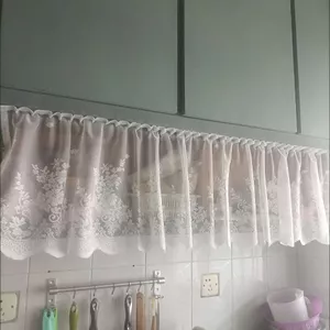 XYLJJ14 Phong Cách Hàn Quốc Đục Lỗ Ren Ngắn Rèm Cà Phê Nửa Rèm Gạc Rèm Chống Bụi Nhà Bếp Phân Vùng Rèm Tủ Khối Ma Thuật