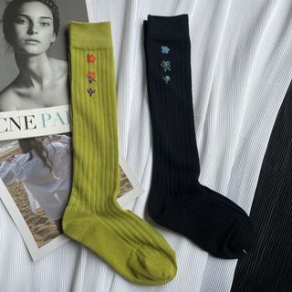 [Tất nữ oklife] Tất bắp chân hoa Jacquard phong cách mỏng mùa hè Tất nữ ngọt ngào cổ điển