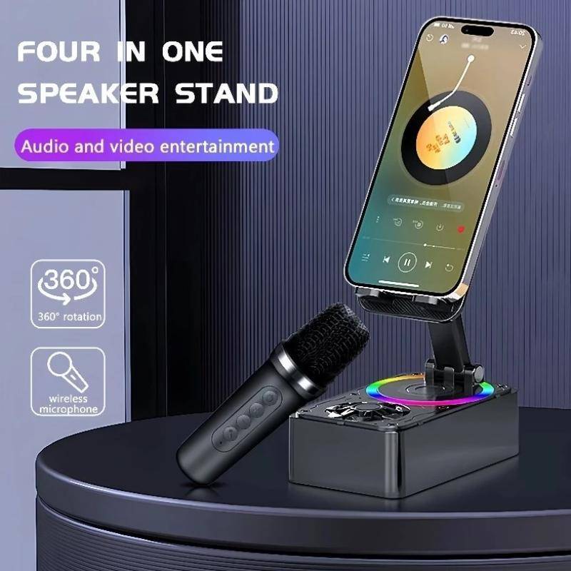 PNPIA- Giá đỡ điện thoại 4in1 Loa di động có Mic Loa không dây có 360°Giá đỡ điện thoại